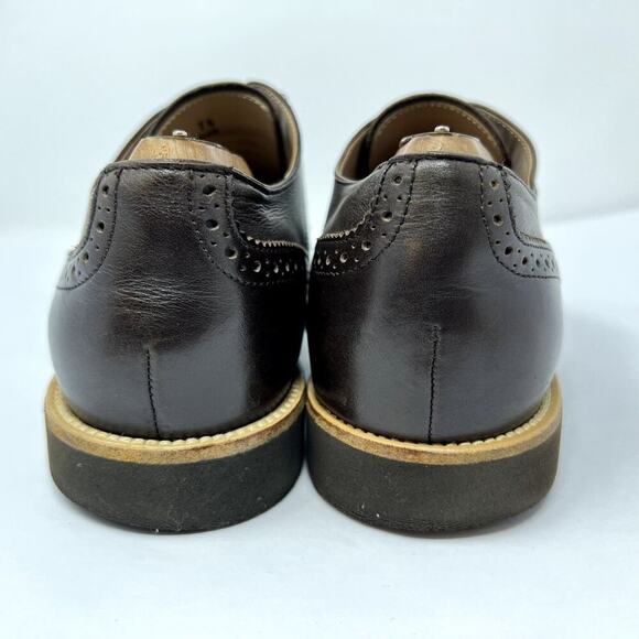 TOD’S Men’s US 8.5 EU 41.5 Brown Leather Brogue Wingtip Derby Shoes Made Italy - Picture 9 of 12